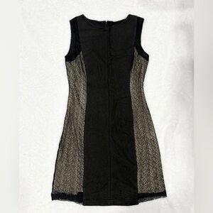 Rag & Bone Black and Tan Sleeveless Embroidered Lace Colorblock Dress